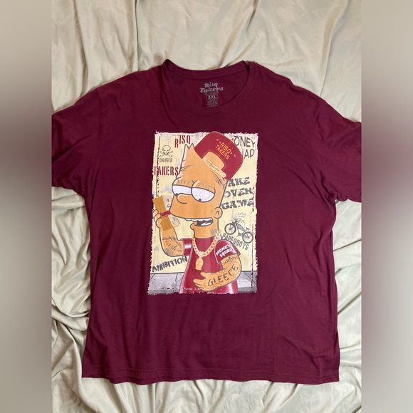 Men’s RISQ TAKERS Graphic T-Shirt, Size 3XL, Bart Simpson - Picture 1 of 6
